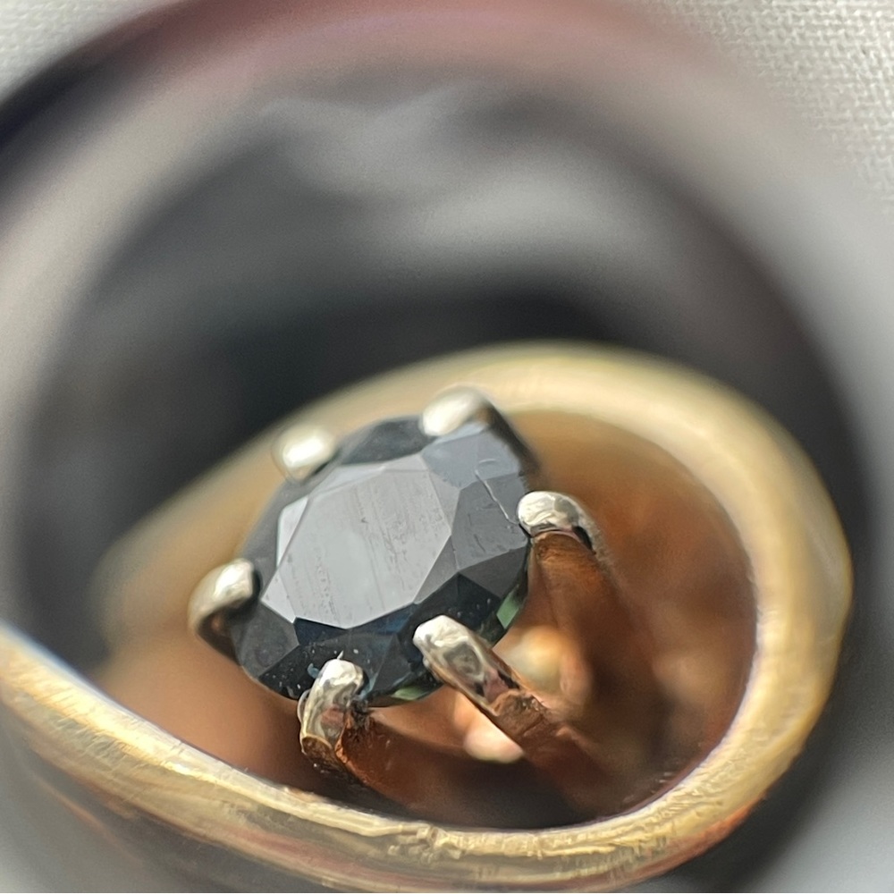 Vintage 14kt Gold European Cut Diamond & Blue Diamond Sz 7.75 Toi Et Moi Ring - Picture 11 of 11